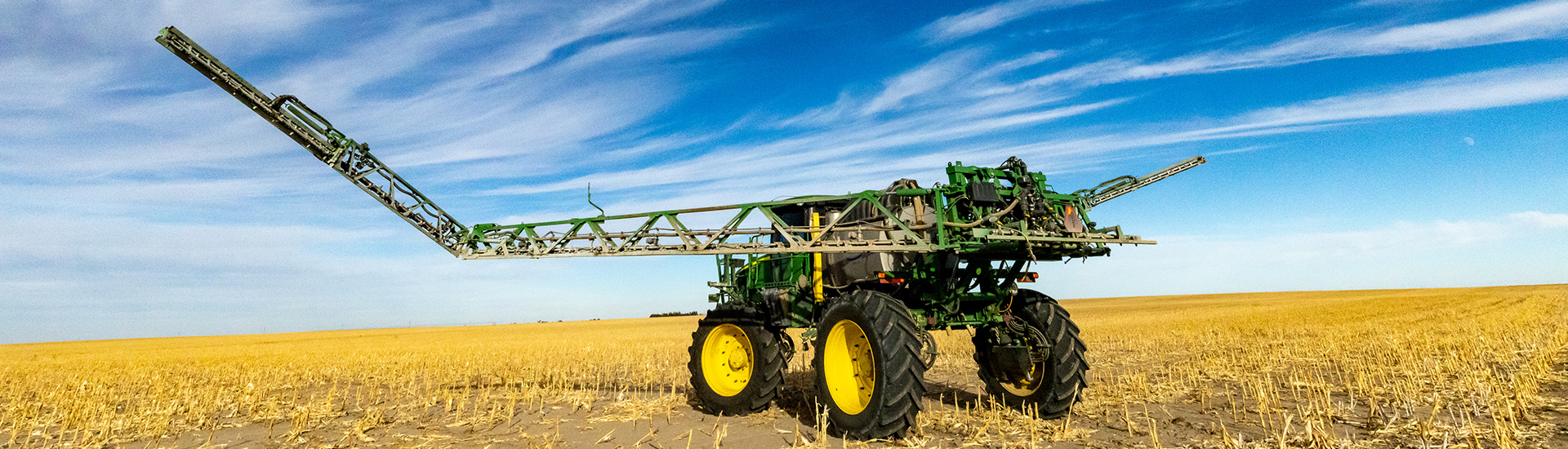 Equipment in harvested corn field